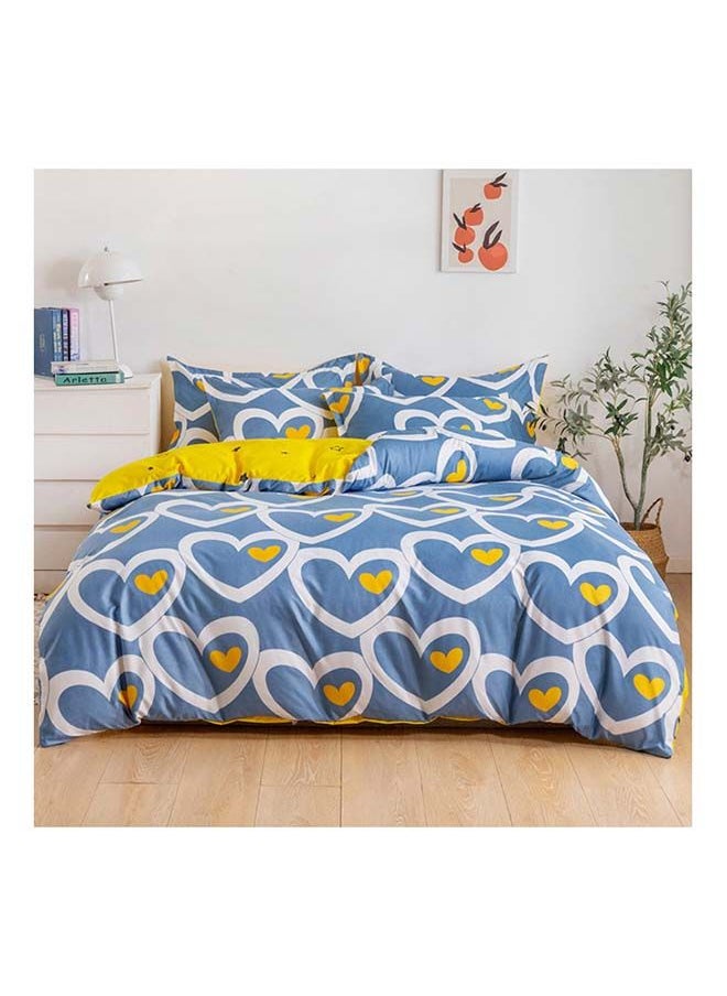 RISHAHOME 6-Piece Double Size Duvet Cover Set Microfiber Corduroy 1 Duvet Cover 200x230 cm, 1 Flat Sheet 220x280 cm, 4 Pillow Cover 48x74 cm Multicolour  - Image 1