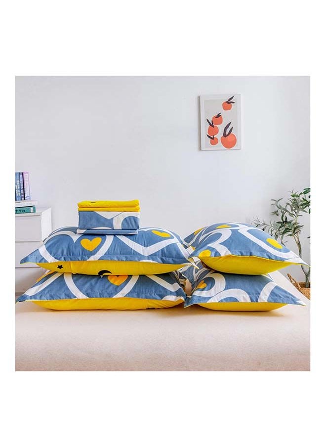 RISHAHOME 6-Piece Double Size Duvet Cover Set Microfiber Corduroy 1 Duvet Cover 200x230 cm, 1 Flat Sheet 220x280 cm, 4 Pillow Cover 48x74 cm Multicolour  - Image 2