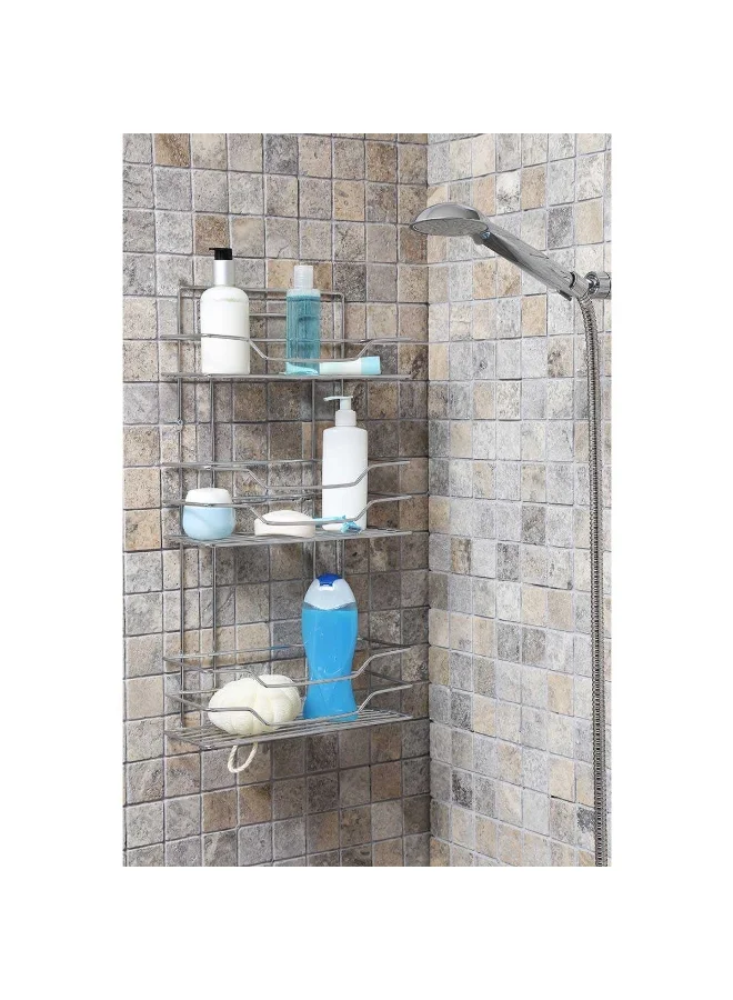 Primanova 3-Tier Fest Flat Wall-Mount Shower Caddy Silver 50 x 24.5 x 15.5 cm