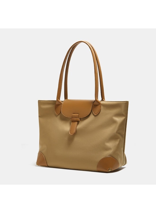 Oxford Cloth Tote Bag for Women, Lightweight 0.67 lbs Waterproof Shoulder Handbag with Leather Strap & Flap Closure, Large Capacity Commuter Purse for Work, School & Travel (Fits 15" Laptop & A4) - Image 2