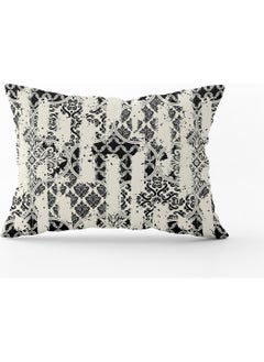 Cango Home Black Cream Ethnic Floral Cushion Pillow Case - CGH134-3550 Double Sided Printed 