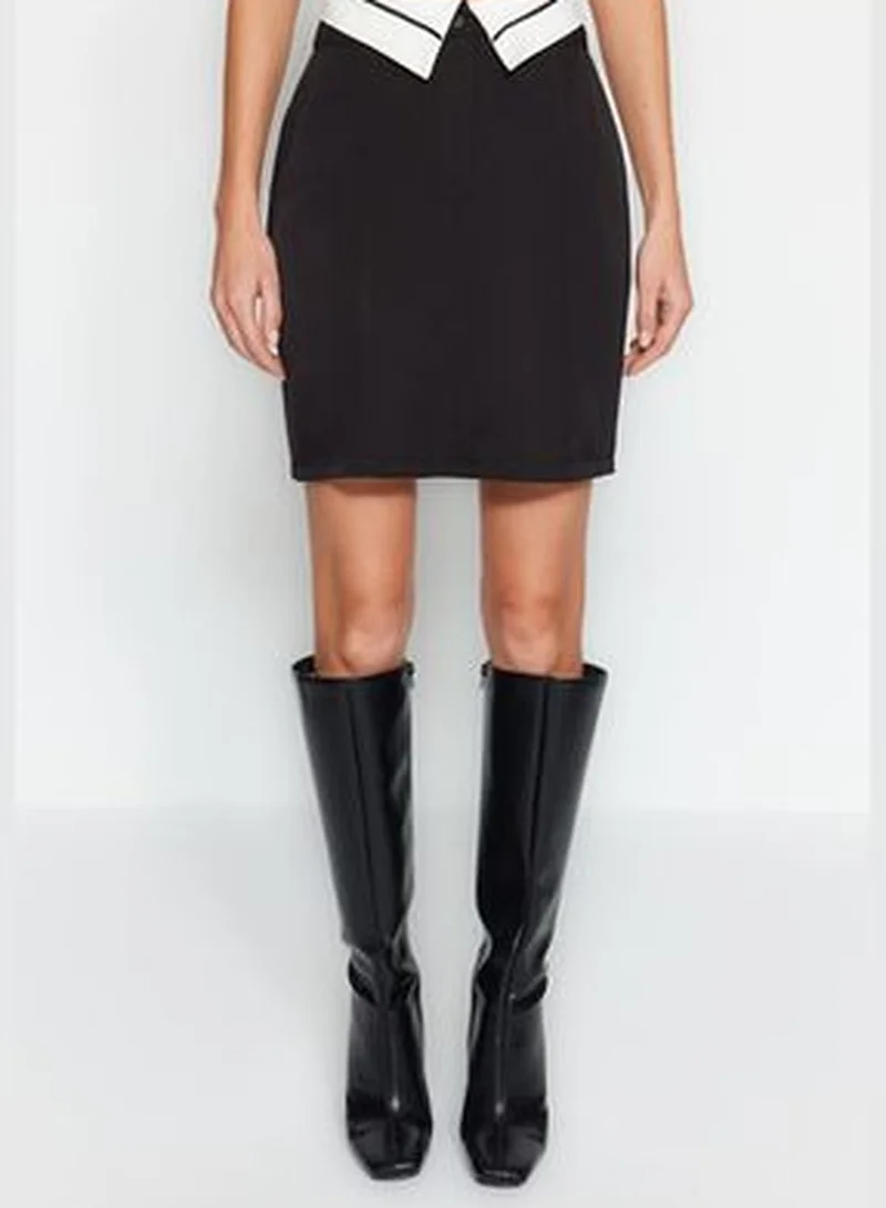trendyol Black Waist Detail Woven Skirt TWOAW24ET00307