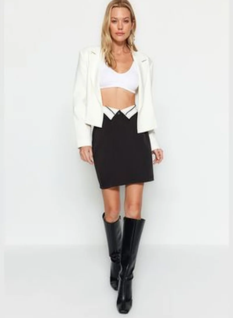 trendyol Black Waist Detail Woven Skirt TWOAW24ET00307