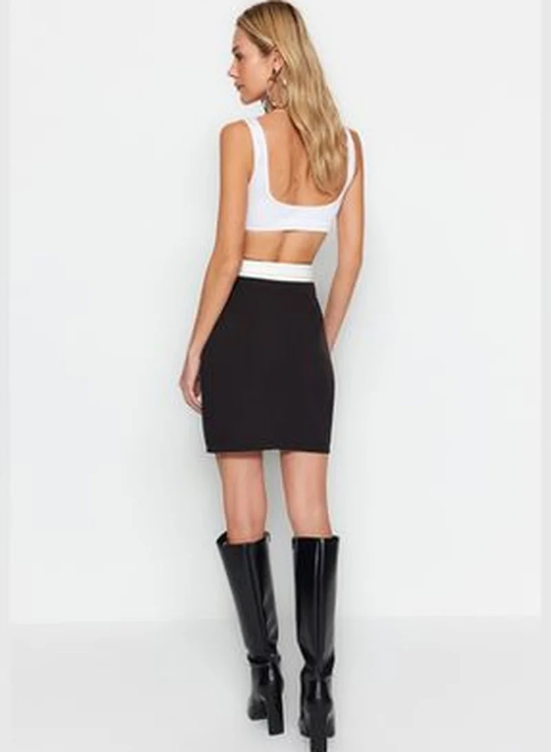 trendyol Black Waist Detail Woven Skirt TWOAW24ET00307