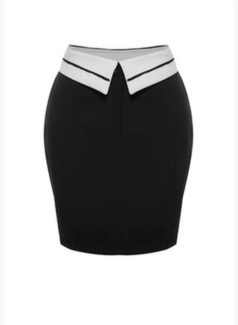 trendyol Black Waist Detail Woven Skirt TWOAW24ET00307