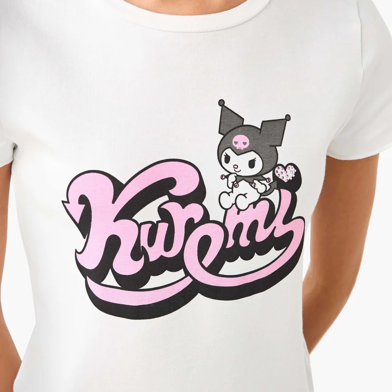SP Characters Kuromi Print T-shirt with Round Neck