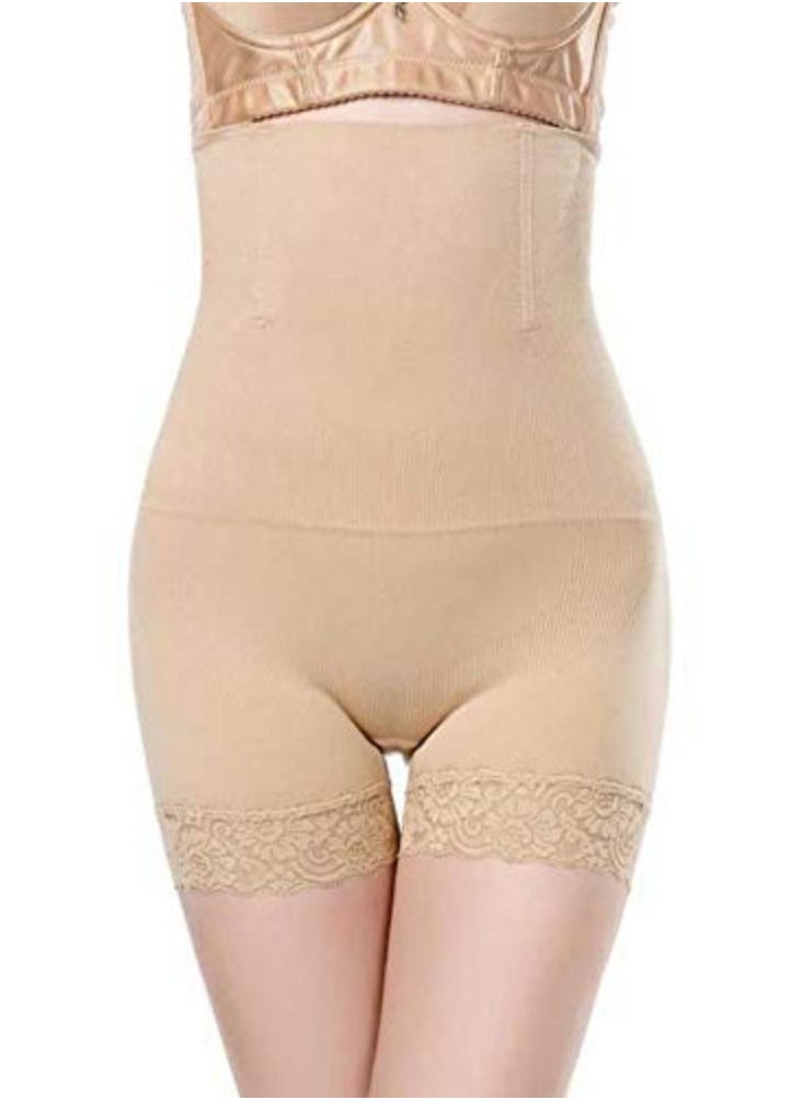 Glamroot - Women’s Hip Lifter Body Shaper No Rolling Down High waist Tummy Control/Tummy tucker Boyshort Shapewear Panty with Lace, Beige - Image 1