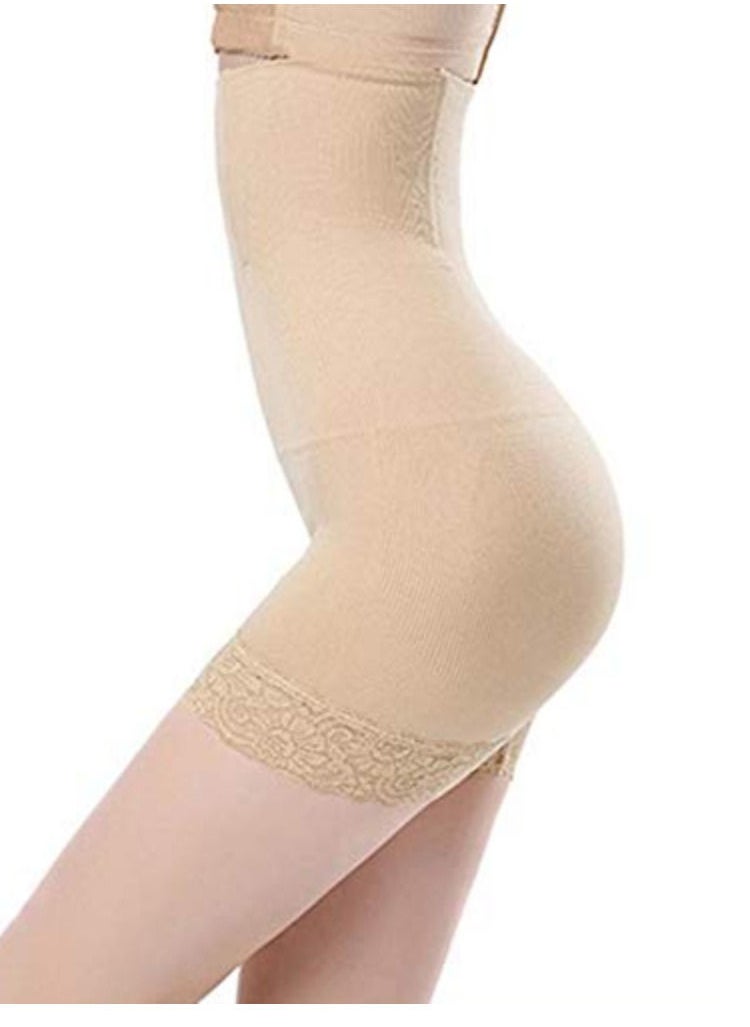 Glamroot - Women’s Hip Lifter Body Shaper No Rolling Down High waist Tummy Control/Tummy tucker Boyshort Shapewear Panty with Lace, Beige - Image 1