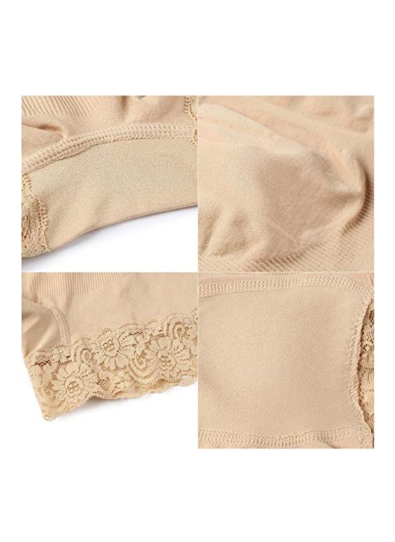 Glamroot - Women’s Hip Lifter Body Shaper No Rolling Down High waist Tummy Control/Tummy tucker Boyshort Shapewear Panty with Lace, Beige - Image 1