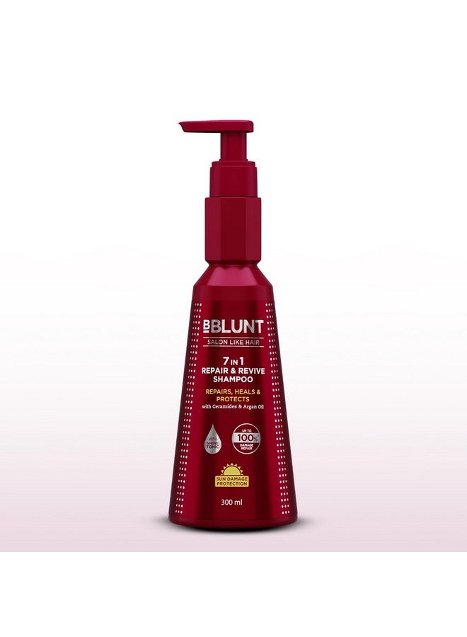 BBLUNT 7 In 1 Repair & Revive Shampoo For Upto 100% Damage Repair 300Ml | Addresses 7 Signs Of Hair Damage | Enriched With Ceramides & Argan Oil - Image 1