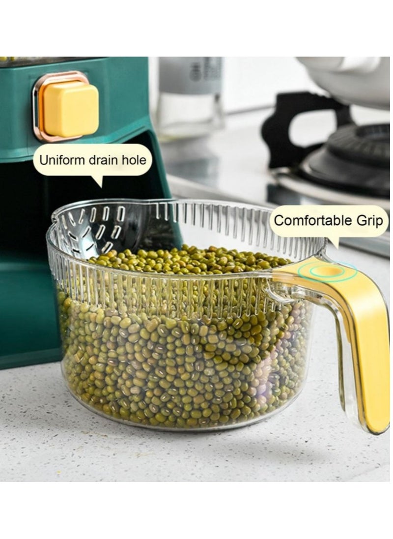 Generic - 4 Grid Rice Dispenser - Dry Food Dispenser 4 Grid - Clear 4 Compartments Sealed Grain Container with Measuring Cup - Image 1