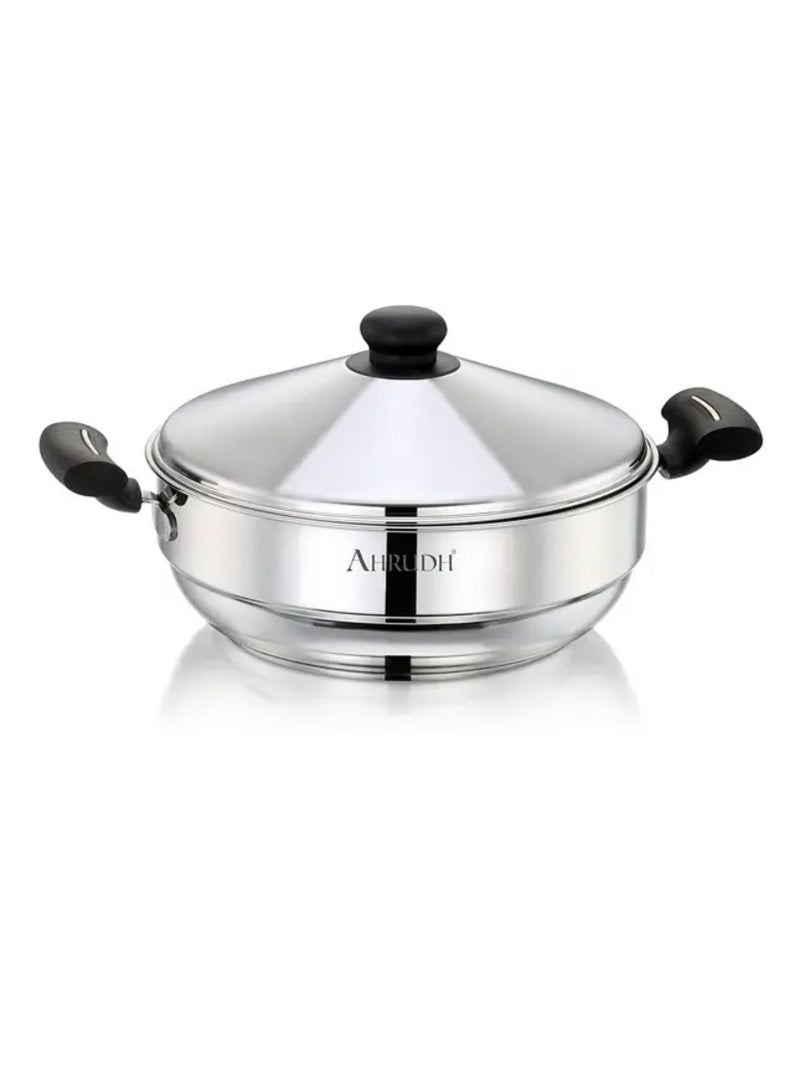 Sanjana AHRUDH Stainless Steel Multi Use Kadai for Idli/Idly, Dhokla and Idiyappam - Silver - 28 cm - Image 3