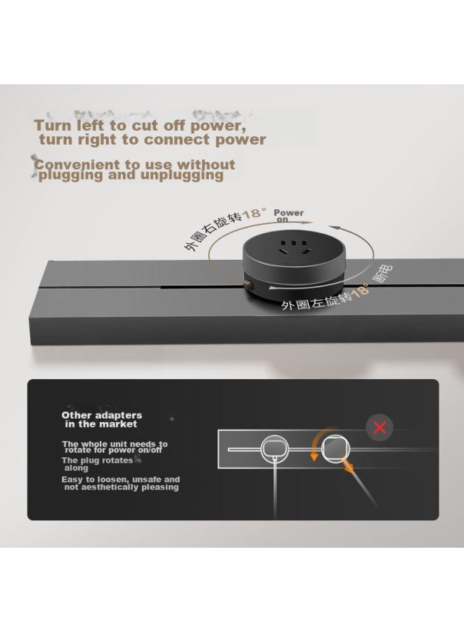 Bull Surface-mounted Track Socket, Master Slim Gb3 Movable Wall Socket, Wall-mounted Socket, No Slot Required, 75cm Track + 4 Five-hole Sockets, Titanium Gray - Image 5