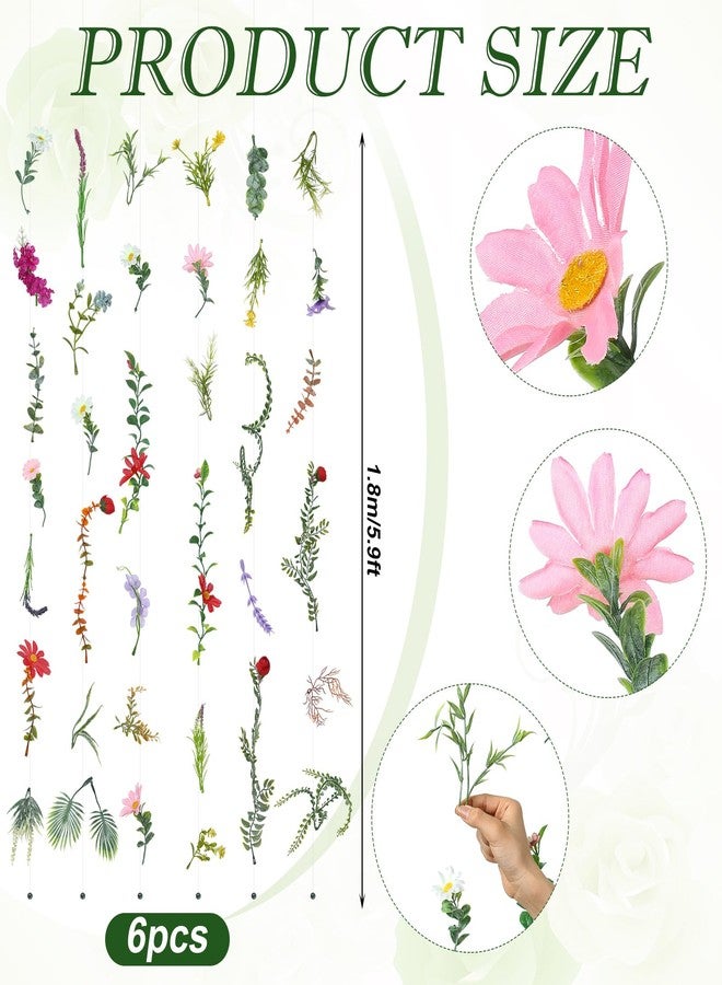 XunYee 6 Pcs 35.4 ft Flower Garlands Hanging Wildflower Garlands Floral Vines Artificial Fake Flower Vines Faux Silk Wildflower Decor for Home Garden Spring Summer Wedding Party Wall Arch(Wildflower) - Image 3