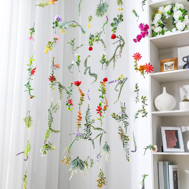 XunYee 6 Pcs 35.4 ft Flower Garlands Hanging Wildflower Garlands Floral Vines Artificial Fake Flower Vines Faux Silk Wildflower Decor for Home Garden Spring Summer Wedding Party Wall Arch(Wildflower) - Image 1