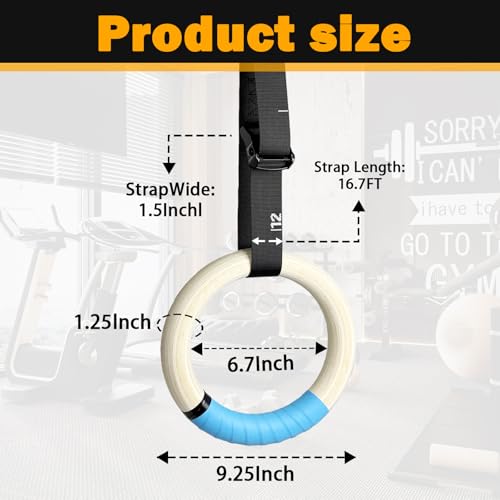 Cesilili 32mm Wooden Gymnastic Rings with Quick-Adjust Numbered Straps for Enhanced Workout Control, Designed for Strength Training, Home Gym, Calisthenics & Travel Fitness - Image 3