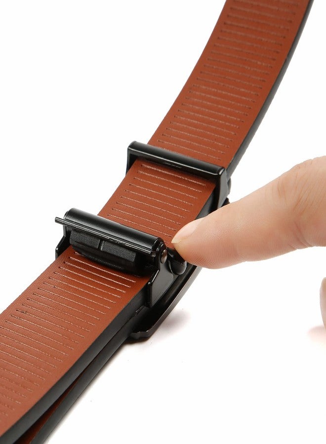 Huztencor Belt Men, Ratchet Belt Dress with 1 3/8" Genuine Leather Hidden Tail, Jeans Belt with Easier Slide Black Buckle，Carbon Fiber Black Brown 006 36"-39" 120CM - Image 5