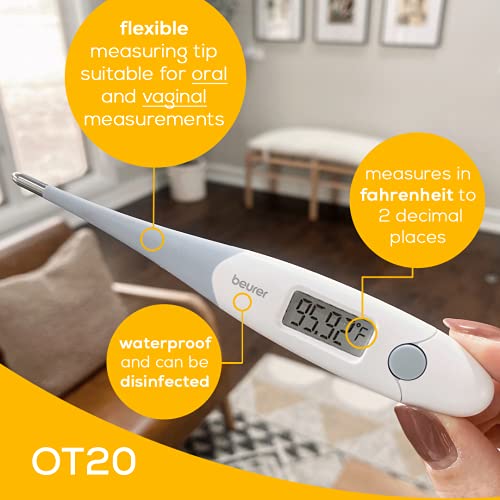 Beurer Digital Basal Thermometer, Oral Thermometer with Memory Function, Measures Basal Body Temperature, Accurate Digital Thermometer for Fever and Natural Family Planning, OT20 - Image 4