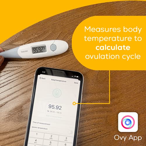 Beurer Digital Basal Thermometer, Oral Thermometer with Memory Function, Measures Basal Body Temperature, Accurate Digital Thermometer for Fever and Natural Family Planning, OT20 - Image 3