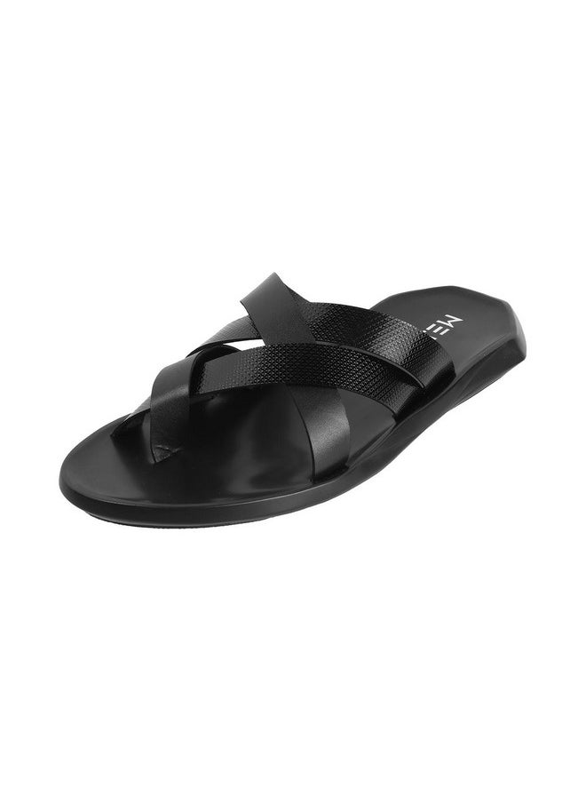 Metro - Metro Men Black Synthetic Leather Chappal UK/9 EU/43 (16-800) - Image 1