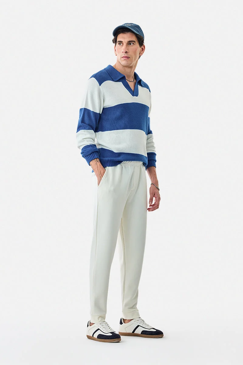 Snitch White Relaxed Fit Stretch Trackpants for Men | Best Price UAE