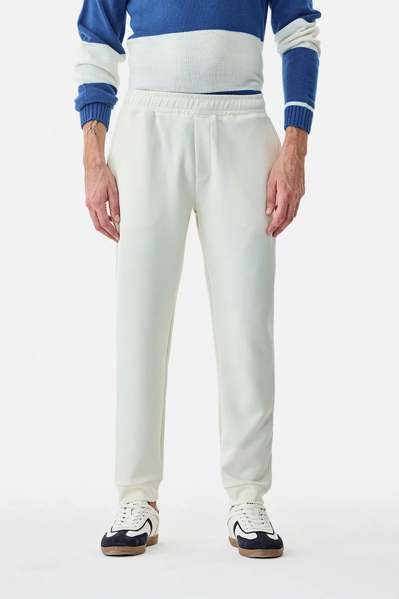 Snitch White Relaxed Fit Stretch Trackpants for Men | Best Price UAE