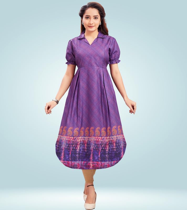 RITIJYA Feeding Kurtis for Women with Zip | Straight Maternity Pregnancy Dress for Nursing Mothers | Viscose Rayon | Maternity Wear Feeding Dress Tops (9242_36,Sweet Perpal) - Image 4