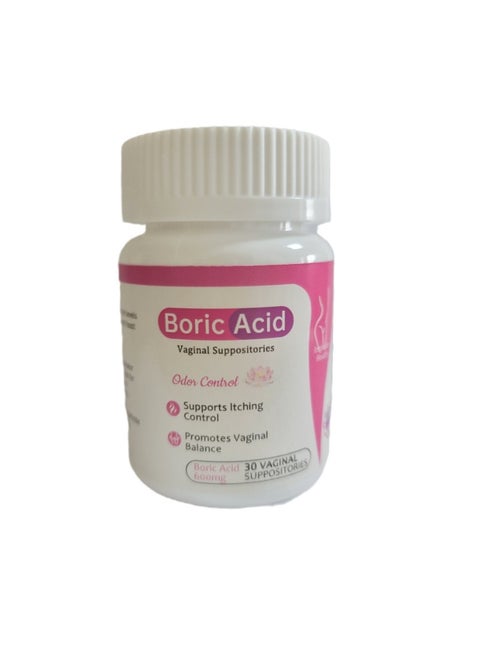 Boric Acid Vaginal Suppositories 30 Count 600mg Intimate Health Support