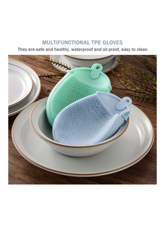 NIBEMINENT Premium TPE Dishwashing Scrubber Reusable Gloves Brush Blue 15.1x3x10.4cm - Image 4