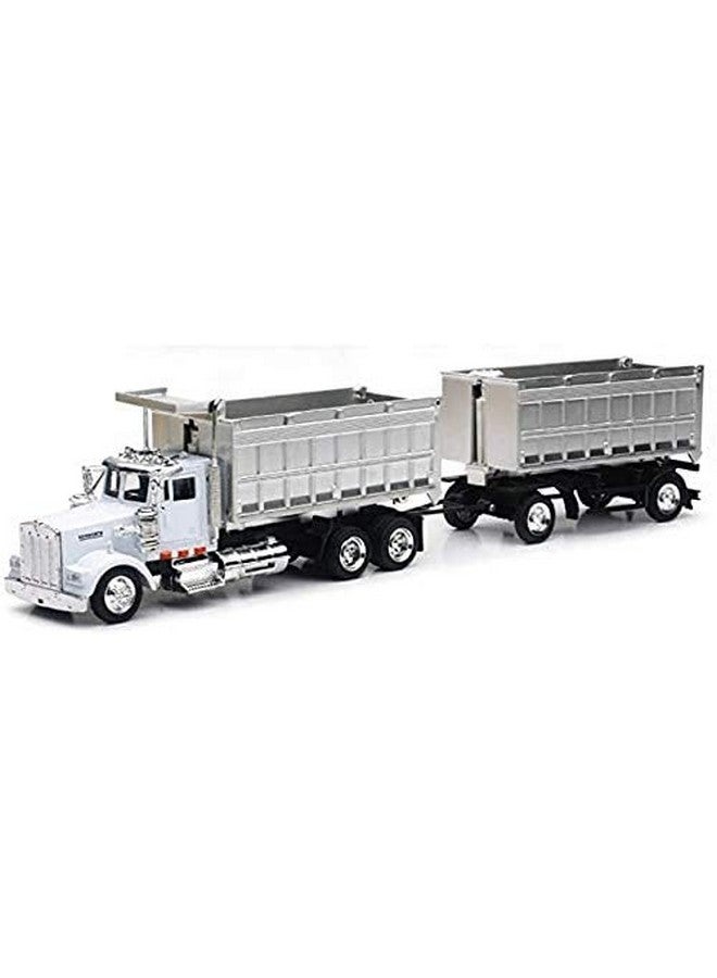 New-Ray Kenworth W900 Double Dump Truck With Trailer In Red And Chrome Cab Is Diecast Metal Balance Is High Impact Plasticunisexchildren - Image 1
