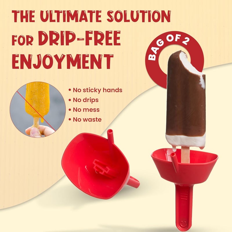 POP NO DROP THE ORIGINAL Popsicle Holder - BPA Free & Dishwasher Safe - Mess-Free Frozen Treats Holder with Straw - No Drip Drop Ice Pop Popsicle Holders for Kids & adults - 2 Random Color (not 4) - Image 2