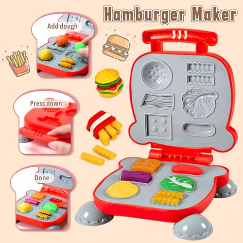 SOCBTNSO 4 in 1 Dough Sets 75 PCS for Kids Ages 48 Dough Tools Kit with Ice Cream Noodle Hamburger Maker Machine Dessert Rack Kitchen Creations Art Crafts Food Play Toys for Boys Girls Ages 3 - Image 5
