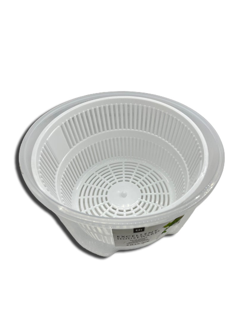 Excellent Houseware - Salad Spinner With Bowl, Colander & Built-in Draining System - White - Image 1