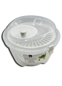 Salad Spinner With Bowl, Colander & Built-in Draining System - White