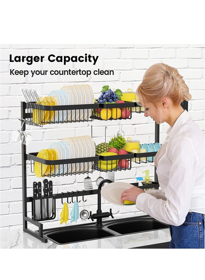 DubaiGallery 3 Layer Over The Sink Dish Drying Rack Organizer Black - Image 2