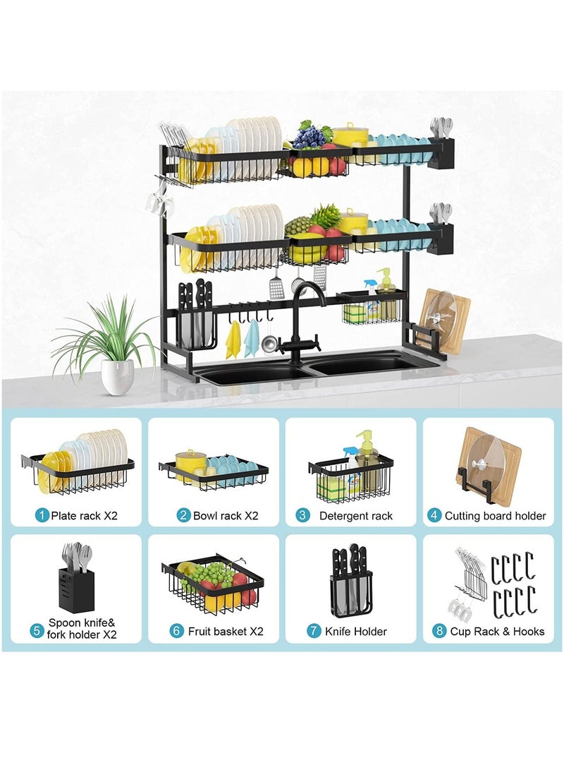 DubaiGallery 3 Layer Over The Sink Dish Drying Rack Organizer Black - Image 3