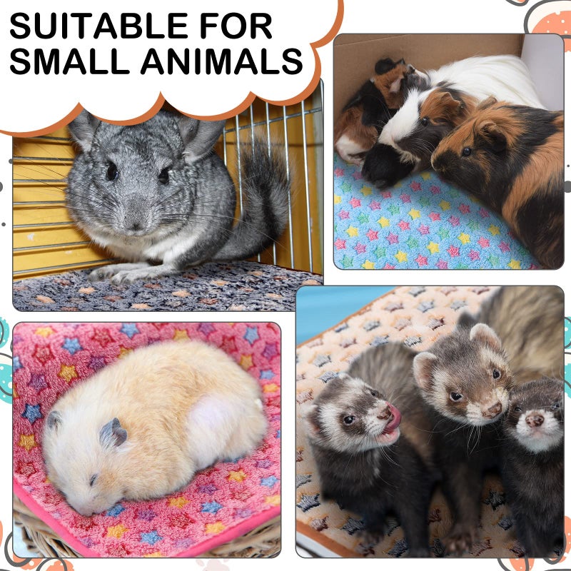 Tudomro 8 Pcs Guinea Pig Blankets Absorbent Washable Animal Fleece Bedding Cage Liners Waterproof Reusable Pet Pee Sleep Mat Pad Cover for Chinchilla Hamster Ferret(Star,16 x 24 Inch) - Image 5