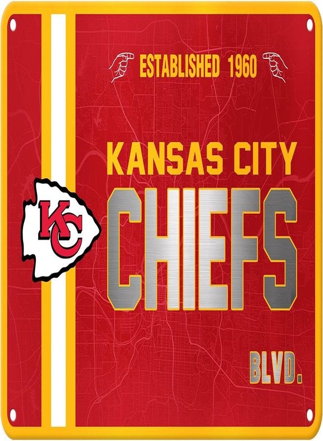 ZYJTEK Football Mancave Metal Street Sign, 8" x 12" Red Design Wall Decor Sign Great for Man Cave, Bed Room, Office, Home - Image 1