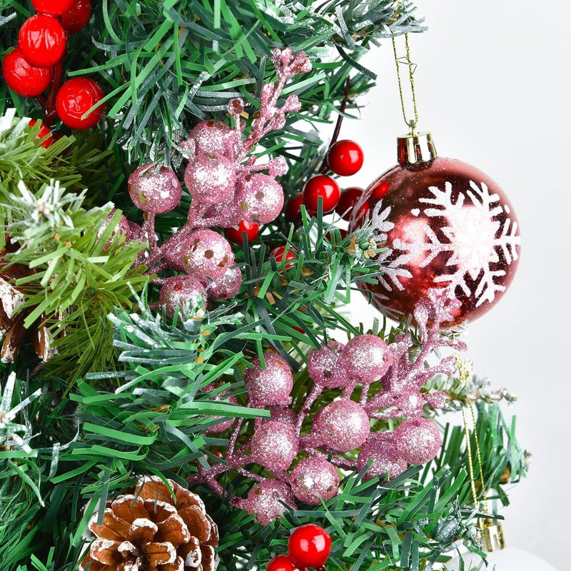 Lvydec 16pcs Christmas Glitter Berry Stems Clearance, 7.8" Artificial Christmas Picks for Christmas Tree Ornaments, DIY Xmas Wreath, Crafts, Holiday and Home Decor (Pink) - Image 4