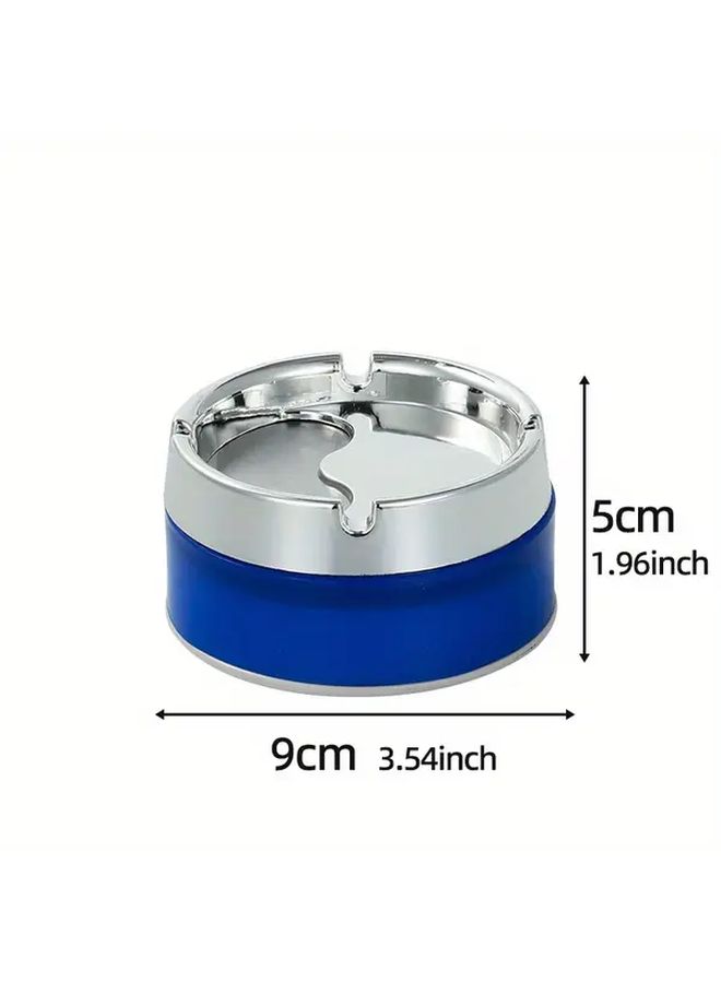 Round Blue Stainless Steel Cigar Ashtray with Indoor Outdoor Use for Cigarettes Home Patio Garden Smoking Space 3.74 x 3.74 x 2.17 Inch - Image 3
