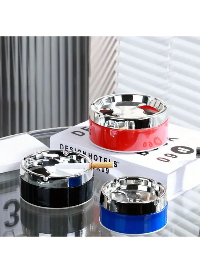 Round Blue Stainless Steel Cigar Ashtray with Indoor Outdoor Use for Cigarettes Home Patio Garden Smoking Space 3.74 x 3.74 x 2.17 Inch - Image 4