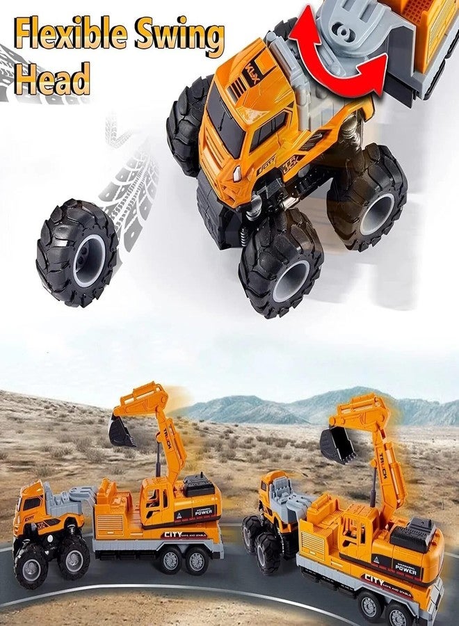 DEUSON ECOM Truck Toy Excavator Toy Crane Metal Head Bulldozer Trucks Toys Friction Powered Engineering Vehicle Model Construction Toys for 2 3 4 5 Years Kids - Image 4