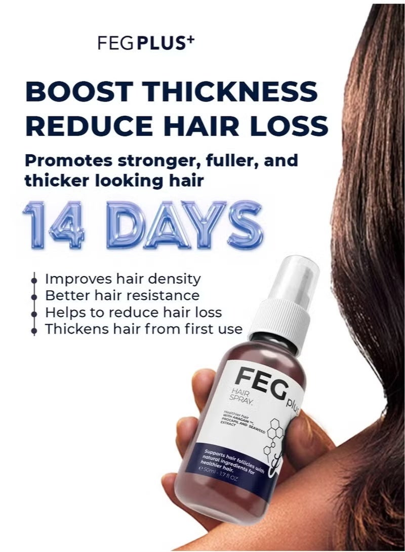 FEG Plus Hair Growth Spray 50ml | Hair & Beard Growth Serum for Men & Women | Supports Thicker, Stronger & Healthier Hair | With Minoxidil, Biotin & Seaweed Extract - Image 5