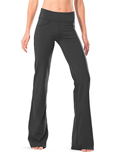 Safort 28" 30" 32" 34" Inseam Regular Tall Bootcut Yoga Pants, 4 Pockets, UPF50+, Grey, S - Image 1