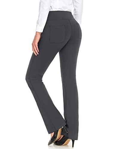 Safort 28" 30" 32" 34" Inseam Regular Tall Bootcut Yoga Pants, 4 Pockets, UPF50+, Grey, S - Image 2