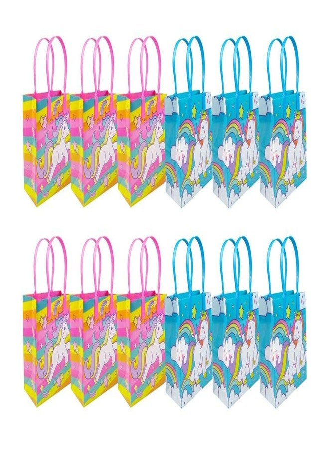 TINYMILLS Unicorn Party Favor Bags Treat Bags with Handles, Unicorn Rainbow Pink Blue Candy Bags Goodie Bags for Birthday Party, Party Supply Decoration, 12 Pack - Image 3