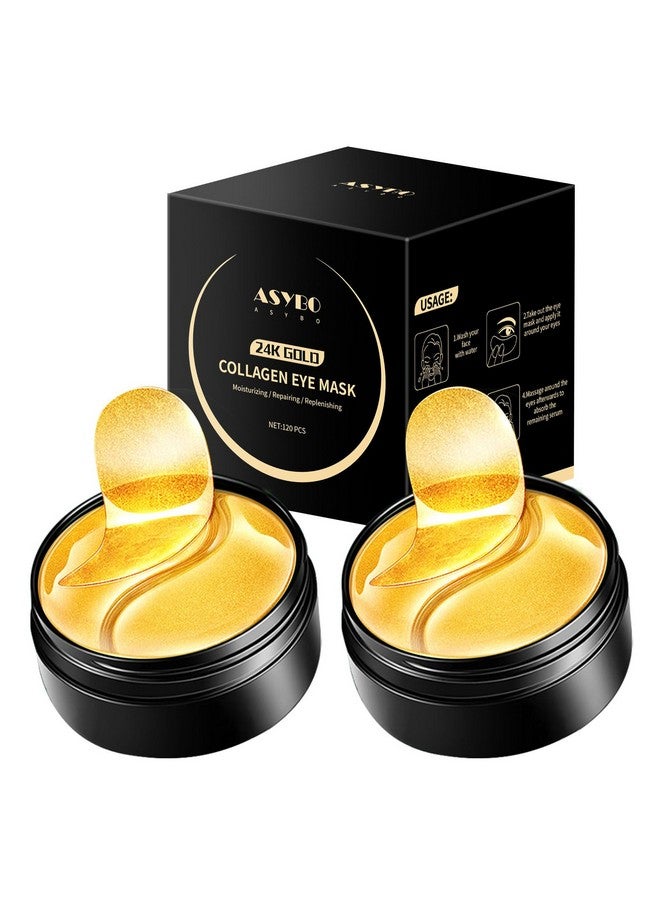 ASYBO Under Eye Patches 120 Pcs Golden Under Eye Mask Eye Treatment Mask For Under Eye Bags Dark Circles Puffy Eyes Fine Lines Antiaging And Antiwrinkle Collagen Eye Mask Skincare - Image 1
