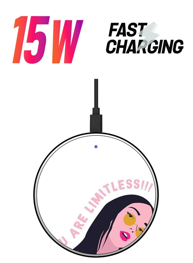 ثيودور شاحن لاسلكي سريع بقدرة 15 وات رفيع للغاية. متعدد الألوان