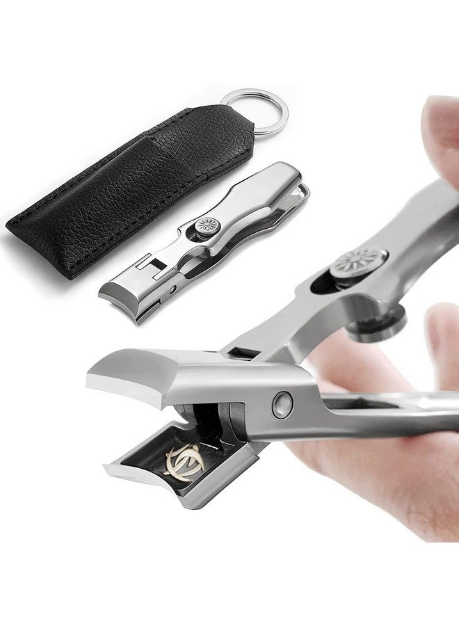 MAYCREATE® Nail Clippers For Men Stainless Steel Nail Cutter with Leather Cover Toenail Clippers for Thick Nails, Professional Nail Cutter - Image 1