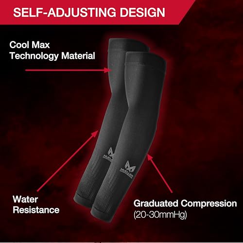 MUELLER Esports Medicine True Graduated Compression Gaming Arm Sleeves, For Men and Women, Fits Left and Right Arm, Black, Large - Image 5